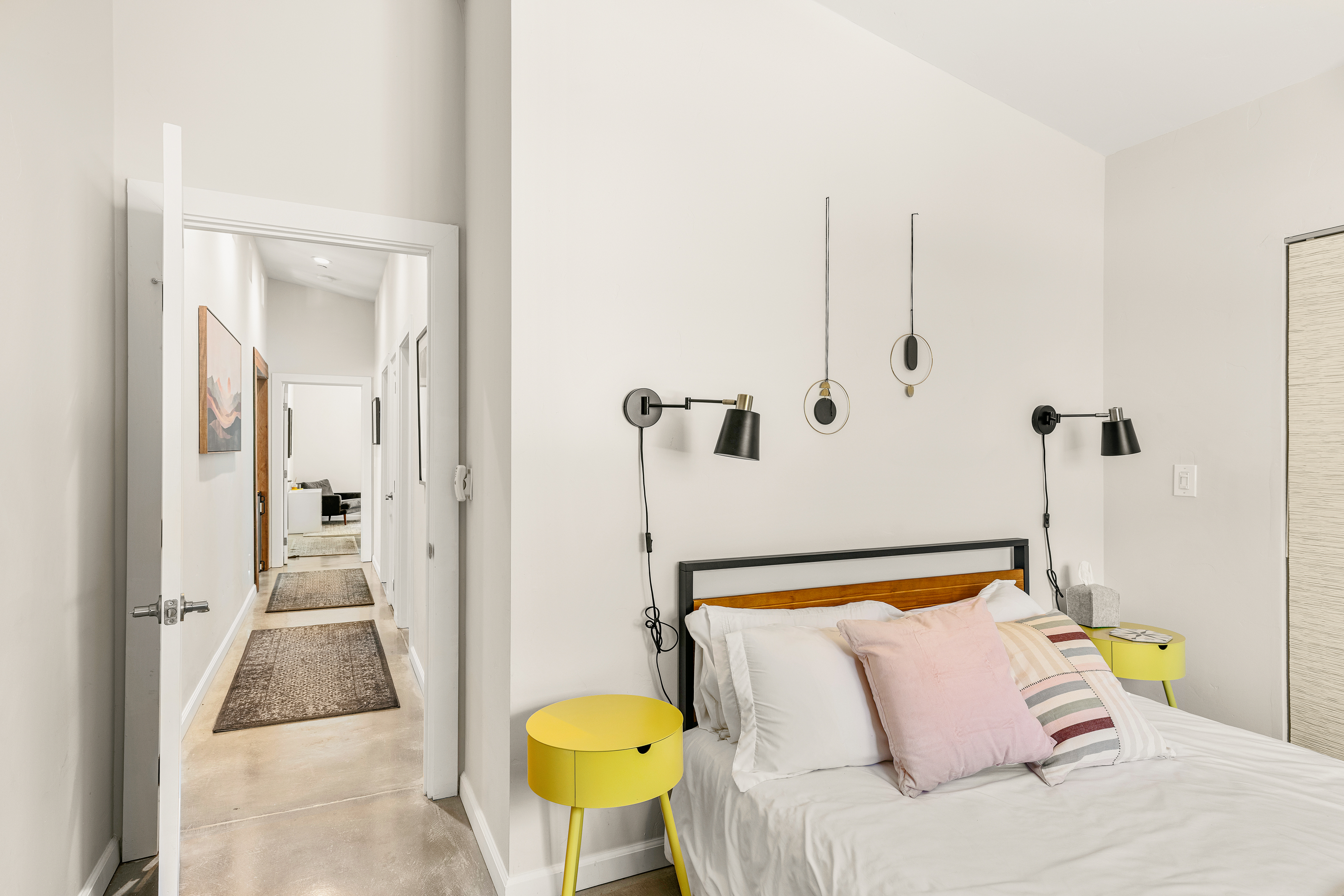 Guest bedroom with garden views